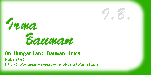 irma bauman business card